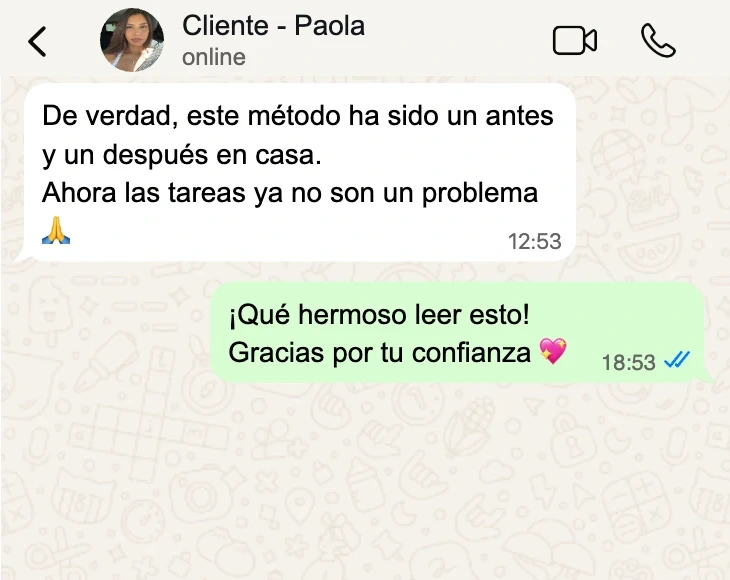 Cliente Paola — WhatsApp: ahora las tareas ya no son un problema